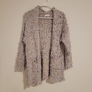 Pink Lily Womens Size Medium M Speckled Cardigan Sweater‎ Open Distressed Fun